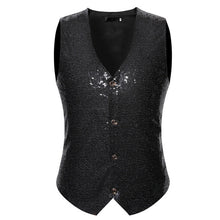 Load image into Gallery viewer, Blue Sequin Suit Vest Men 2019 Fashion Single Breasted Paillette Waistcoat Vest  Gilet Homme Wedding Groom Dress Vests for Men